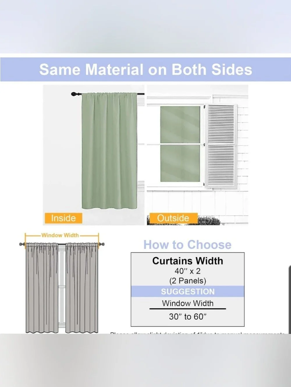 Home Accents Sage Green Blackout Curtain Panels - Set of 2 Size 40x63
